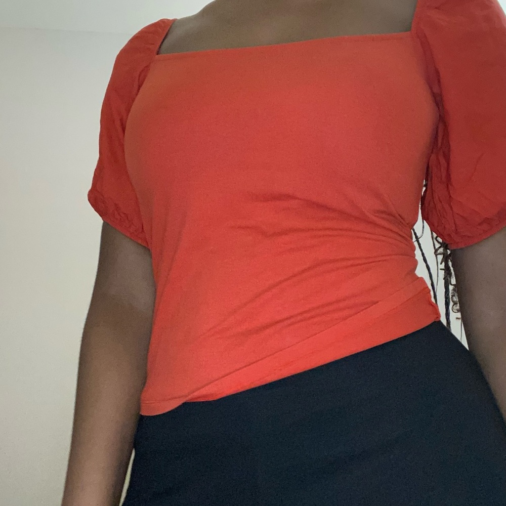 Red Puff Sleeve Top sz S &M